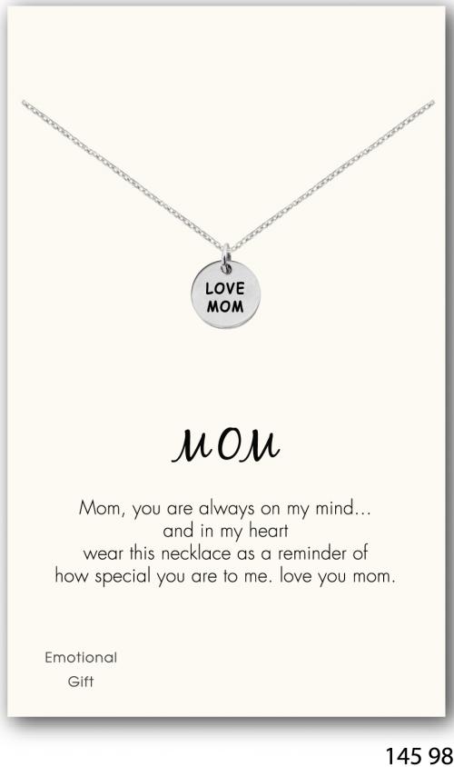 Love mom silver pendant